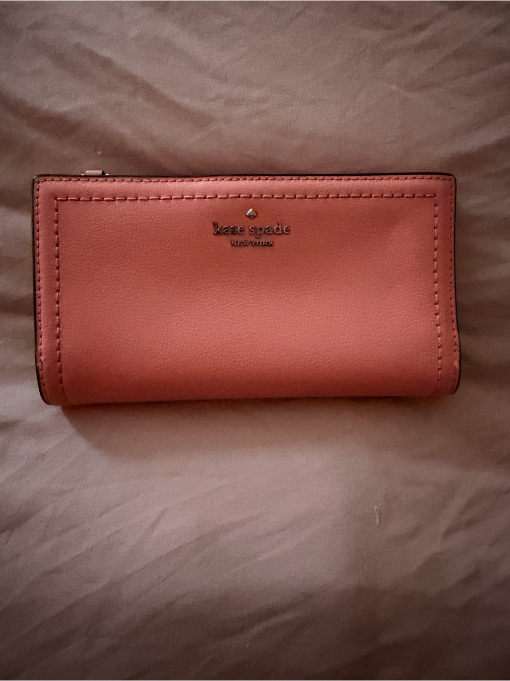 kate spade Coral Leather Zip Continental Wallet
